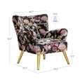 thumbnail image 6 of BELLEZE Modern Accent Chair, High Back Floral Pattern Armchair with Metal Legs, Upholstered Wingback Single Chair for Living Room Bedroom Office [Set of 2] - Holland (Flower Print), 6 of 7