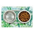 thumbnail image 1 of Geometric Forest Pet Mat for Food and Water, Exotic Palm Trees Hawaii Foliage with Grid Style Triangles, Non-Slip Rubber Mat for Dogs and Cats, 18" X 12", by Ambesonne, 1 of 2