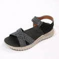 thumbnail image 4 of Eltusu Women Platform Sandals, Ankle Strap Open Toe PU Comfort Dress Sandals Shoes Black Size 6.5, 4 of 8