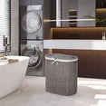thumbnail image 3 of Seville Classics Hand-Woven Oval Double Laundry Hamper /w Liner, Gray, 3 of 4