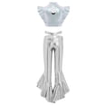 thumbnail image 5 of Eandarui Girls Jazz Hip Hop 2-Piece Set Ruffle Rhinestones Cami Top with Shiny Metallic Flared Pants Dance Performance Outfit Silver 14, 5 of 7