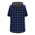 thumbnail image 3 of Mens Plaid Shirts with Hoodies Summer Short Sleeve Button Down Shirt Casual Plaid V Neck Lapel Beach Shirts with Pockets, 3 of 7