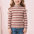 thumbnail image 2 of YDFCWXW Toddler Baby Girls Striped Long Sleeve T-Shirt Lettuce Trim Ribbed Knit Pullover Blouse Top (Brick Red, 1-2 Years), 2 of 7
