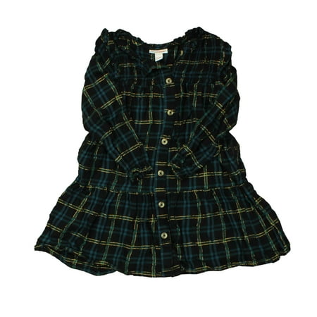 

Pre-owned Cat & Jack Girls Green | Gold | Plaid Dress size: 4-5T