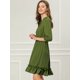 thumbnail image 4 of Día de San Patricio Vestido Corto De Gasa Con Dobladillo Con Volantes Y Manga 3/4 Para Mujer Ejército verde M, 4 of 6