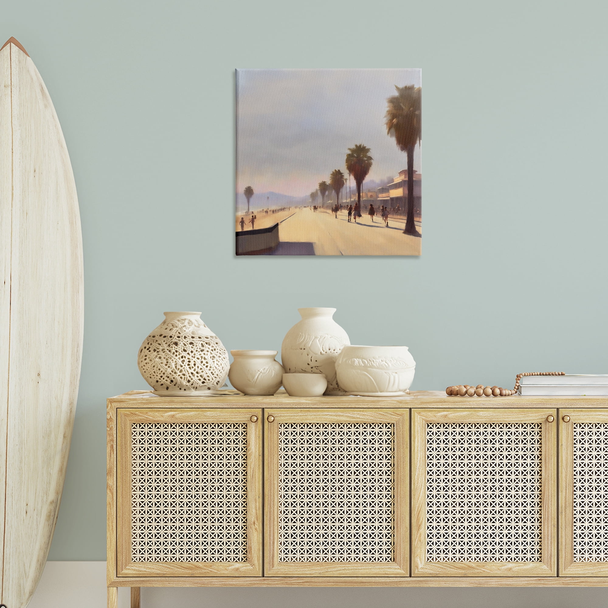 Stupell Industries Palm Tree Boulevard Landscape & Nature Painting Wrapped Canvas Art Print Wall Art, 30 x 30