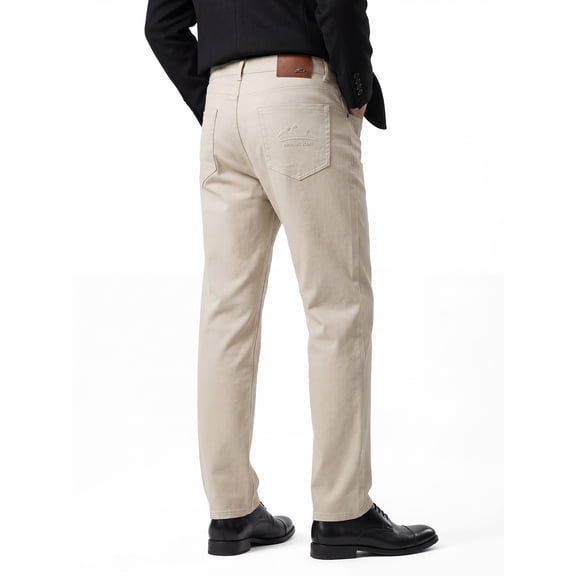 Men's Heavyweight Cotton-Blend Casual Pants - 360GSM Straight Cut with Embossed Detailing (94% Cotton)