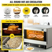 KFFKFF Commercial Convection Oven, 21L/19Qt, Quarter-Size Conventional Oven Countertop, 1440W 3-Tier Toaster w/ Front Glass Door, Electric Baking Oven w/ Trays Wire Racks Clip Gloves