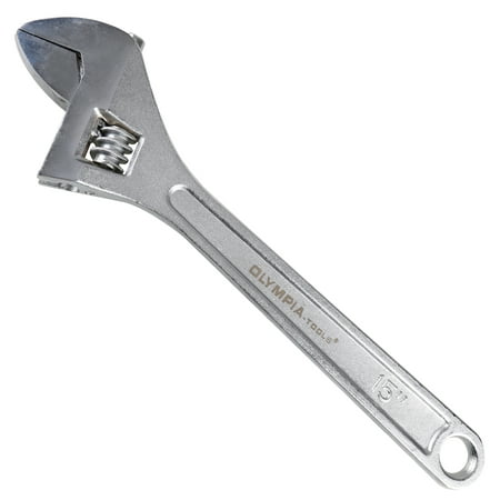 Olympia Tools Chrome Plated Adjustable Wrench, 15u0022, 01-015