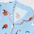 thumbnail image 5 of ZHOGXU Cozy Halloween Themed Short Sleeve Pajama Set Pumpkin Ghost Printed Turndown Collar Button Kids Girls Sleepwear Bedtime Comfortable, 5 of 6