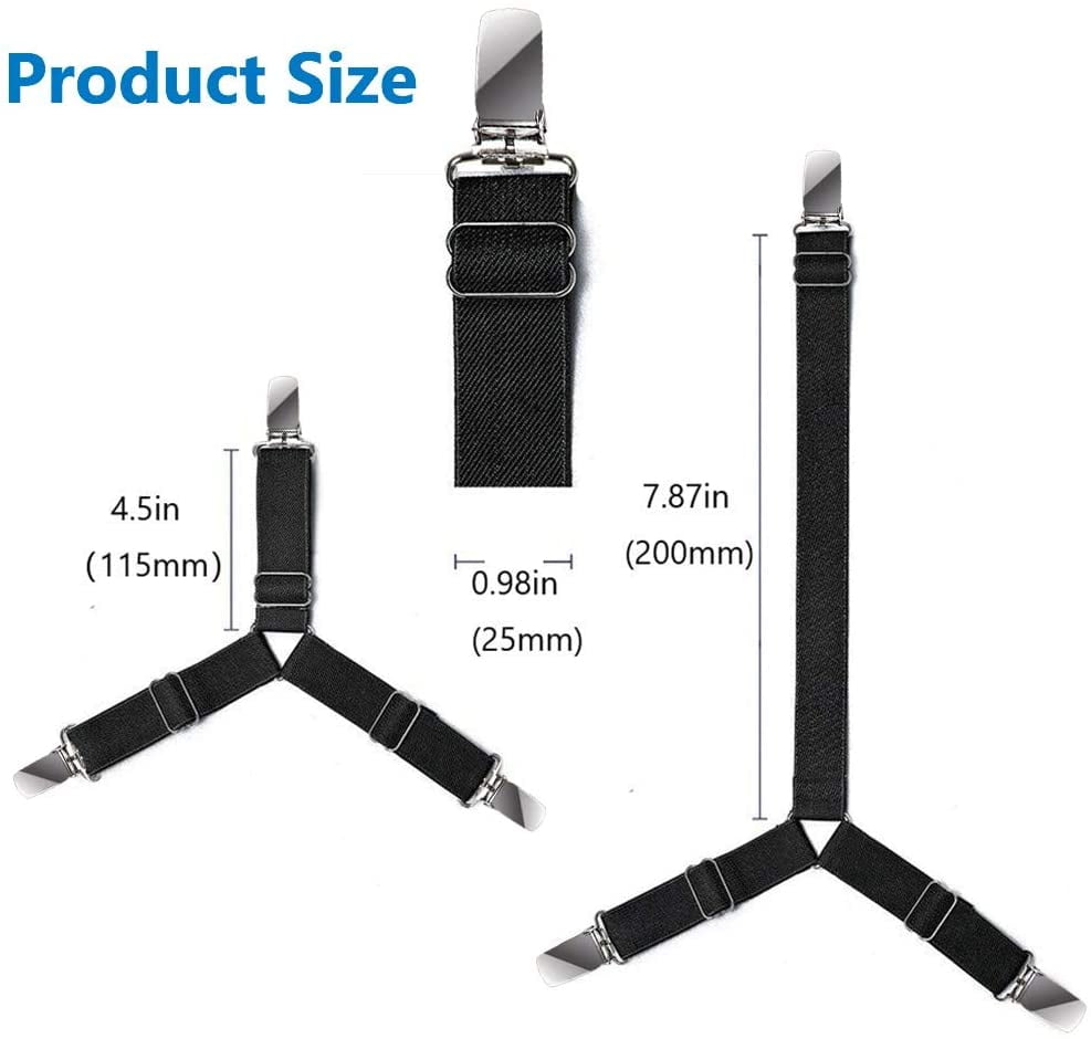 Details about   4pcs Adjustable Elastic Bed Sheet Strap Heavy Duty Gripper Suspender Mattress 