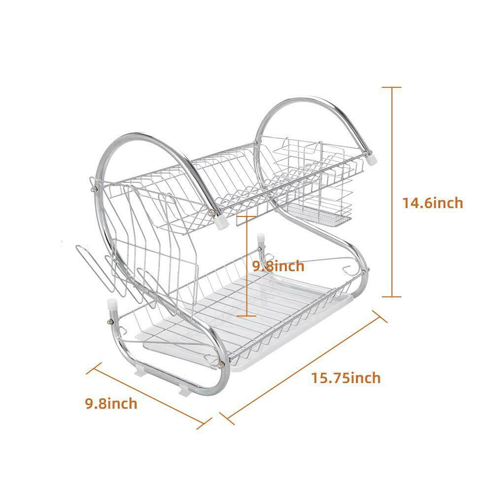 Hot Kitchen Dish Cup Drying Rack Drainer Dryer Tray Cutlery Holder Organizer US 