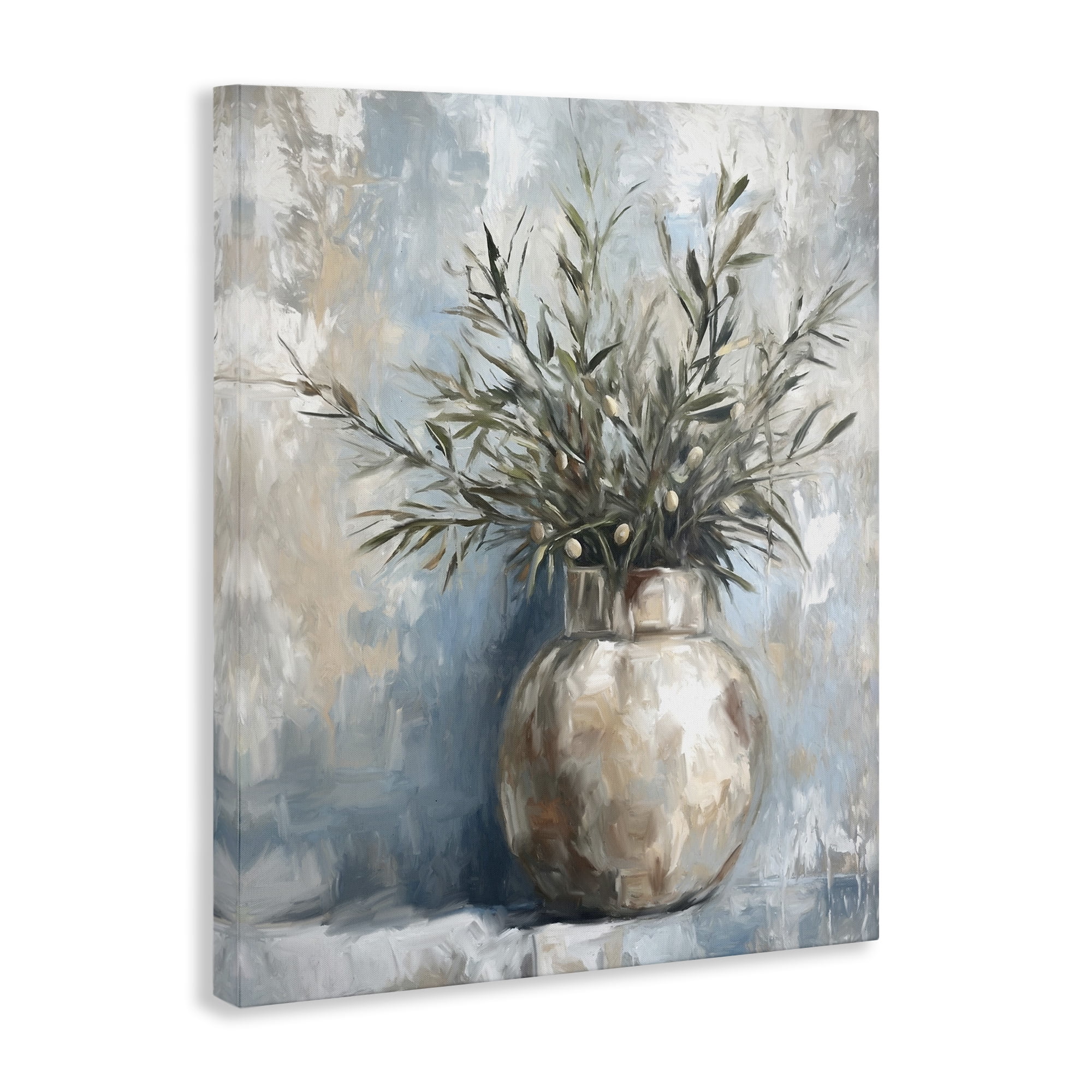 Stupell Industries Potted Olive Branches Botanical & Floral Painting Gallery Wrapped Canvas Art Print Wall Art, 24 x 30