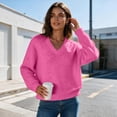 thumbnail image 4 of yillto Womens Fall Sweaters Knit Long Sleeve Warm Tops V Neck Pullover Sweater Solid Color Winter Clothes, 4 of 7