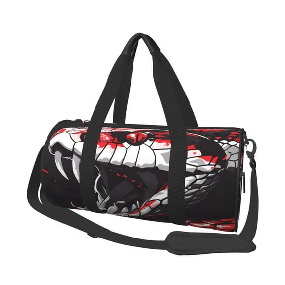 KLL Fierce Red Viper Graphic Art Duffle Bag For Men Women Sport Gym Fitness Tote Travel Training Workout Basketball Football Weekender
