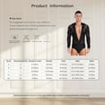 thumbnail image 7 of TSSOE Men Latin Dance Shirt Leotard Deep V Neck Sheer Mesh Jumpsuit Salsa Samba Cha Cha Tango Dance Top White M, 7 of 7
