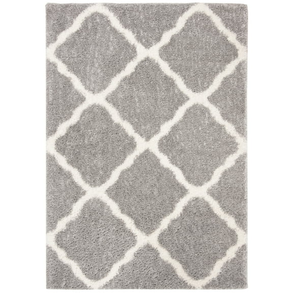 Parma Lyssa Geometric Shag Area Rug by Chateau Lyon, Grey/Cream, 4' x 6'