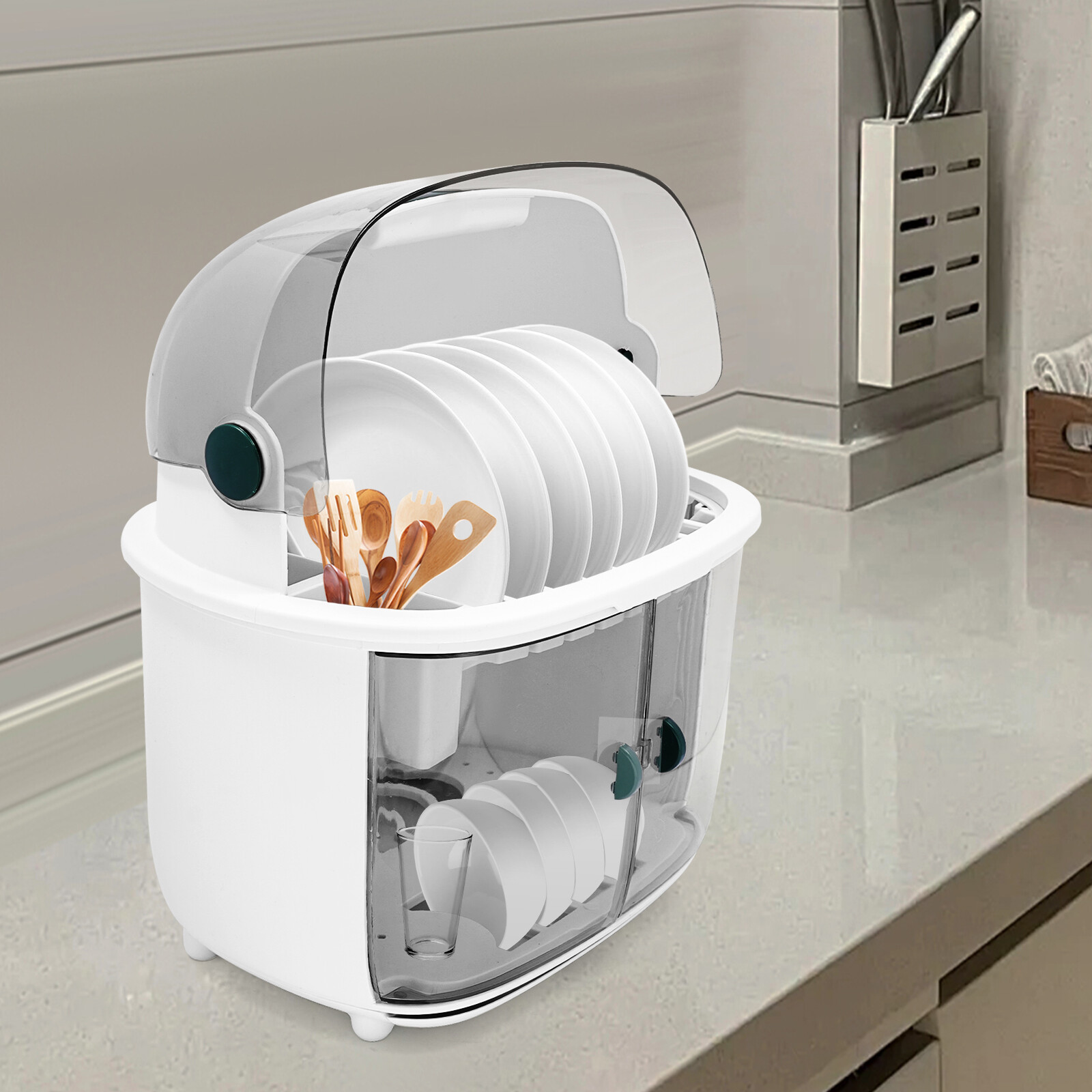 2-Tier Dish Drying Rack – Sturdy PP, Space-Saving, Large Capacity for 6-8 People, Easy Installation & Cleaning, Ideal for Home & Small Businesses