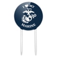 thumbnail image 1 of Acrylic I Love My Marine USMC White on Blue Officially Licensed Cake Topper Party Decoration for Wedding Anniversary Birthday Graduation, 1 of 7