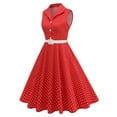 thumbnail image 2 of RYRJJ Women 50s 60s Vintage Sleeveless Cocktail Swing Dress 1950s Polka Dot Audrey Rockabilly Prom Party Dress with Belt(Red,XXL), 2 of 9