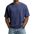 thumbnail image 2 of Dresfit Shirts for Men Short Sleeve Waffle Shirts Summer 2026 Textured Crew Neck Sweatshirts Oversized Big and Tall Lapel Vintage Tops 2XL, 2 of 5