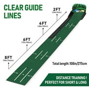 Golf Putting Mat 3-Hole Putter Training Aid • Portable Indoor Outdoor Practice Green • Golf Putting Trainer for Carpet and Grass • Golf Practice Equipment with Realistic Feel