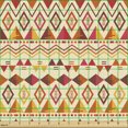 thumbnail image 2 of Geometric Sofa Upholstery Fabric by the Yard, Retro Style Design Repeated Tribal Art Motifs Triangles and Rhombuses, Decorative Fabric for DIY and Home Accents, Eggshell Multicolor by Ambesonne, 2 of 5