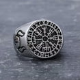 thumbnail image 3 of K-KED Hip Hop Mens Stainless Steel Viking Runes Vegvisir Ring Size 7-13-8, 3 of 6