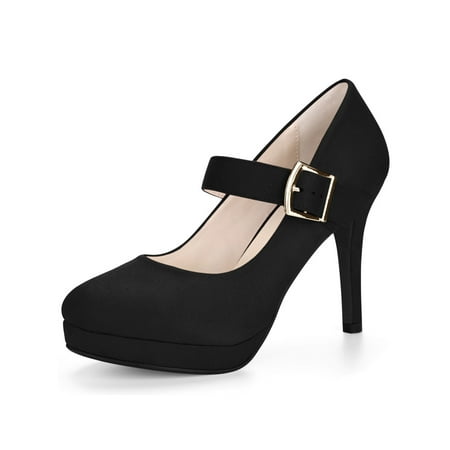 Unique Bargain Women's Rounded Toe Stiletto Platform Mary Jane Pumps ...