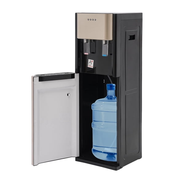 Bottom Load Water Dispenser Hot & Room Temp, 5.28Gal Bottom Loading Water  Dispenser with 304 Stainless Steel Tank, Floor Standing Water Dispenser for Home Office with Lock Safety，Rose Gold