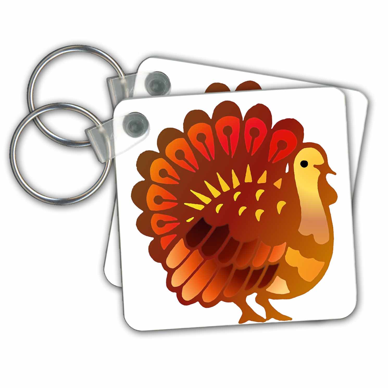 3dRose 3dRose Thanksgiving Turkey Key Chains, 2.25 by 2.25inch