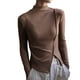 thumbnail image 1 of Camiseta básica de manga larga para mujer: cuello alto, corte ajustado, elástica y ligera, blusa para combinar con otras prendas, ideal para hacer ejercicio o para un look informal., 1 of 3