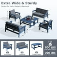 thumbnail image 2 of SERWALL 8PC Outdoor Conversation Set, All-Weather HDPE Patio Sofa Set with Cushions, 2 Armchairs, 2 Loveseats & 2 Coffee Table for Patio, Porch, Backyard, Blue Frame with Grey Cushion, 2 of 4