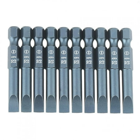 

10pcs 1/4inch Hex Shank 50mm S2 Alloy Steel Slotted Screwdriver Bits Set H6.3*50*SL6mm