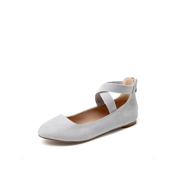 Flats para mujer DREAM PAIRS con tiras elásticas en el tobillo gris talla 10