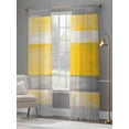 thumbnail image 4 of Abstract Yellow Gray Sheer Curtains 96 Inches Long 2 Panels Strip Geometric Light Filtering Semi Sheer Window Curtains Drapes for Bedroom Living Room 52"x96", 4 of 7