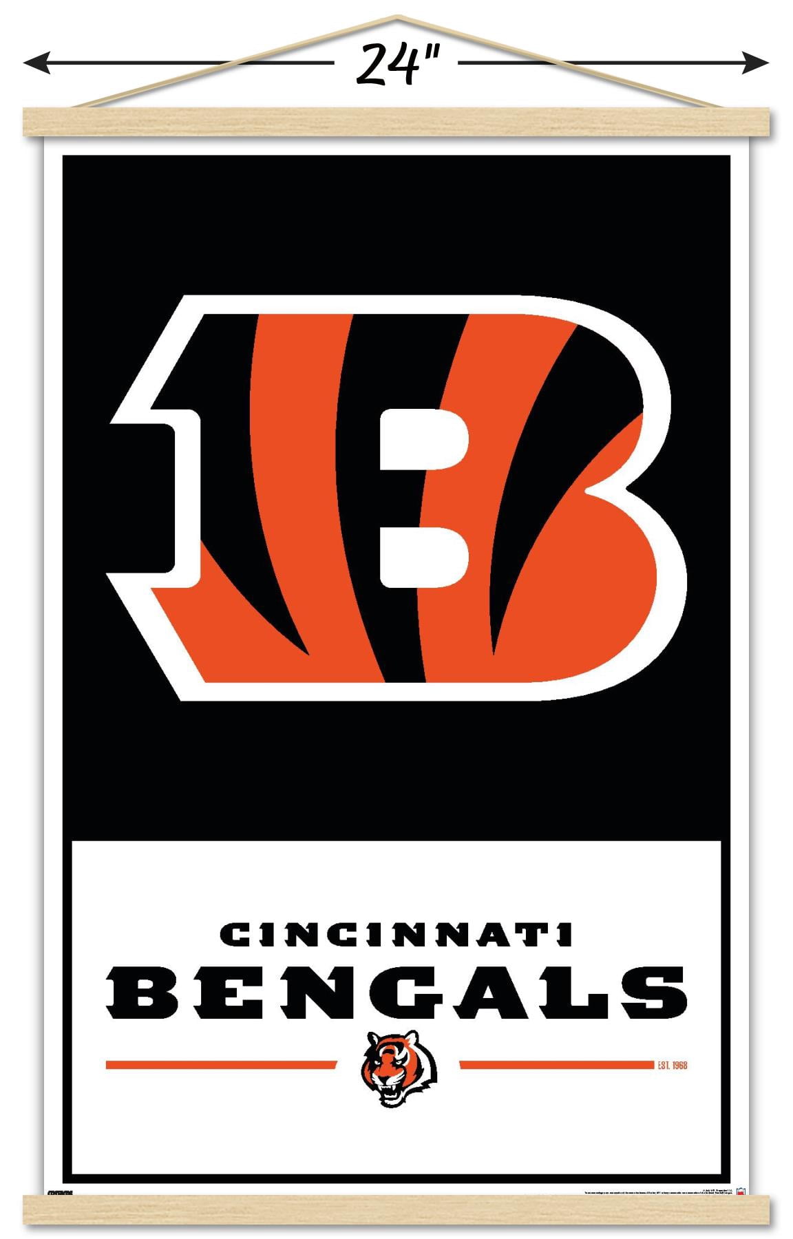 NFL Cincinnati Bengals - Logo 21 Wall Poster with Wooden Magnetic Frame, 22.375" x 34"