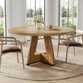 thumbnail image 2 of LITTLE TREE Round Dining Table for 4-6 People, 47 Inches with Wooden Pedestal Base, Modern Dinner Table for Dining Room, Kitchen, Living Room, 2 of 16