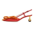 thumbnail image 2 of XYD Women Chic Bowknot Pointed Toe Slingback Pumps Metal Flared Low Heels Buckled Strap Sandals Dressy Shoes Size 11.5 Red-orange, 2 of 4