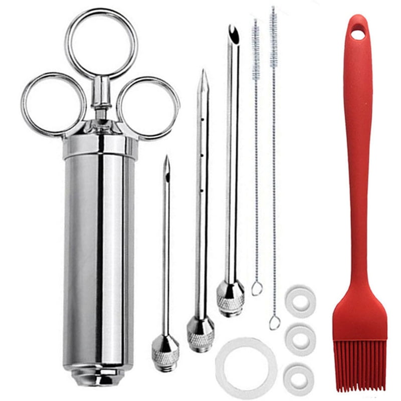 Riapawel Stainless Steel Meat Injector Kit with Needles and Brushes