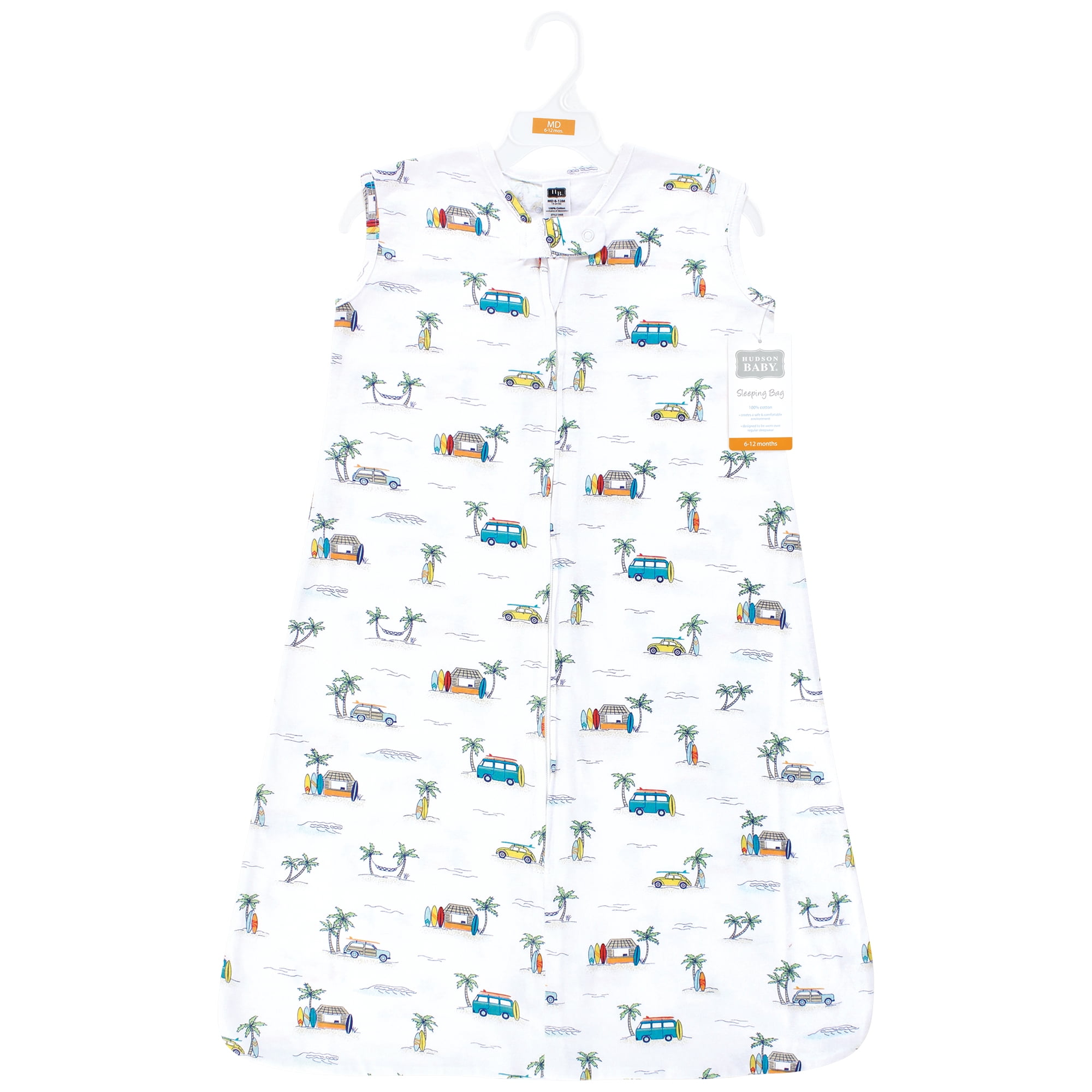 Hudson Baby Unisex Baby Cotton Sleeveless Wearable Sleeping Bag, Sack, Blanket, Surfer Dude, 12-18 Months