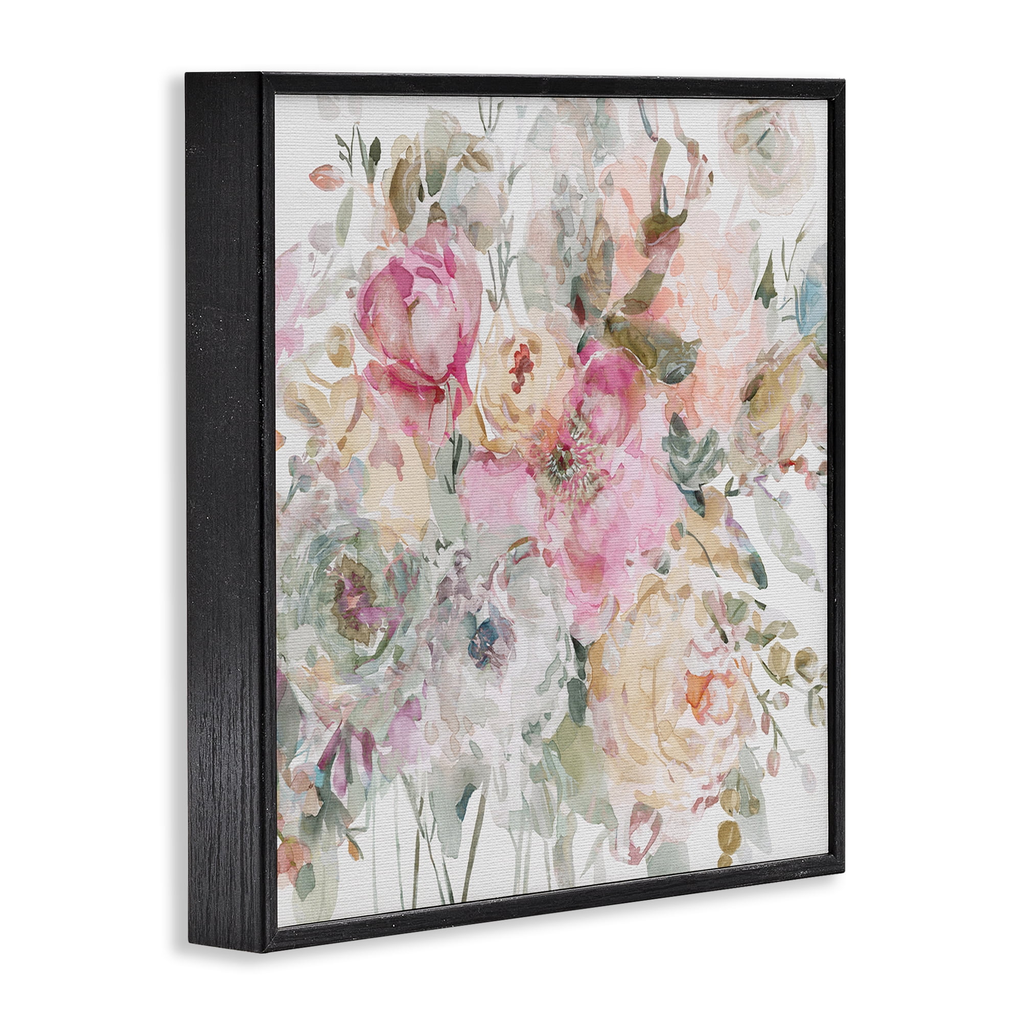 Stupell Industries Romantic Pastel Petals Black Framed Giclee Art, design by Carol Robinson