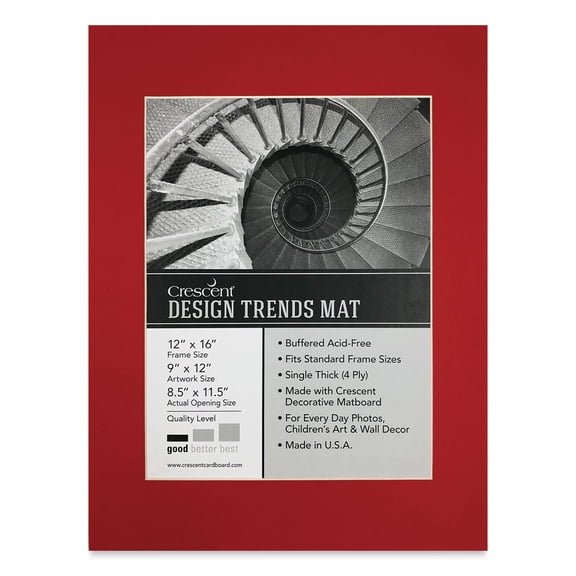 Crescent Pre-Cut Mat - Chinese Red, 12" x 16" (8-1/2" x 11-1/2" Opening)