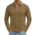 thumbnail image 2 of Men Polo Shirts Long Sleeve Solid Color Button Down Golf Shirts Office Basic Shirts, 2 of 7