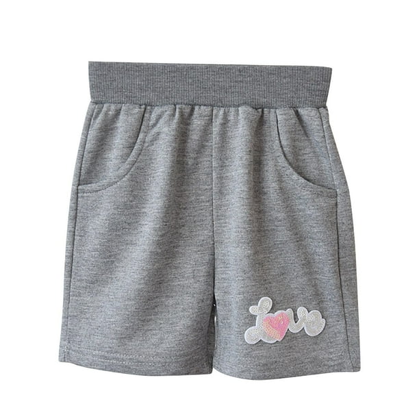 Odeerbi 1-10 Años Niños Niñas Deportes de Bermudas Pantalones Cortos Amor Imprimir Entrenamiento Pantalones Cortos de Algodón Atlético Lindo Respirable Pantalones de Longitud Media