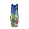 thumbnail image 3 of Robe Bohème pour Femmes Sans Manches Grande Taille Longue Maxi avec Poches Été Décontractée Robe de Plage Imprimé Floral, 3 of 4