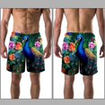 thumbnail image 3 of luoweisi Men's Beach Shorts Quick Dry Swim Trunks with Mesh Lining Peacock L, 3 of 5