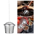 thumbnail image 4 of Colador de especias de malla de acero inoxidable con diseño de gancho y cadena de transporte, infusor de bola de té para sopas, condimentos, café, hierbas, filtro, ayudante de cocina Grande, 4 of 9