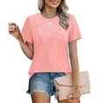 thumbnail image 2 of Fanxing Womens Short Sleeve Summer Tops Dressy Casual Tees Shirts Comfort Solid Color T-Shirts Pink,XXL, 2 of 7