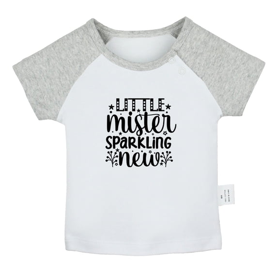 Little Mister Sparkling New Funny T shirt For Baby, Newborn Babies T-shirts, Infant Tops, 0-24M Kids Graphic Tees Clothing (Short Gray Raglan T-shirt, 6-12 Months)